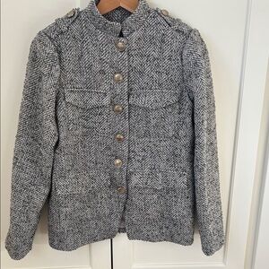Women's Gray Tweed Military Jacket NWT